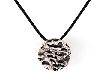Silver Ether Pendant - Textured Necklace - Men Pendant - Women Pendant - Oxidized Silver Pendant - Greek Pendant Necklace