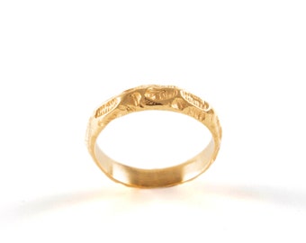 Stacking Gold Ring - Nature inspired Ring - Hammered Textured Ring - Sterling Silver