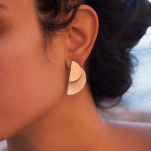Ear jacket earrings, sterling silver 925, Half Moon Ear Jackets, front back earrings image 1