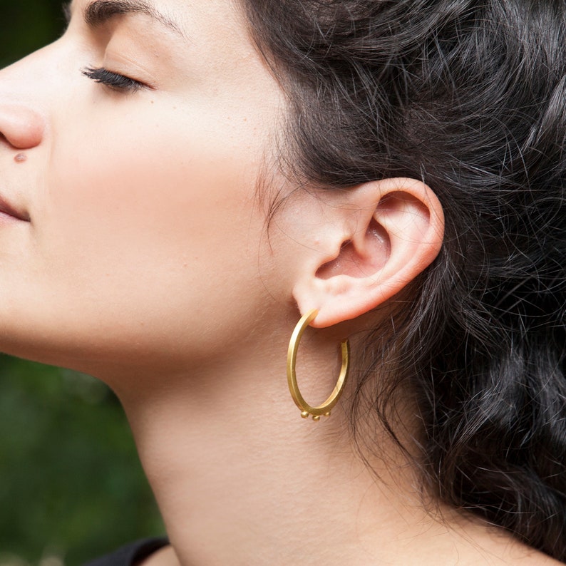 Golden Hoops Open Hoops Hoop Earrings Large Hoop Earrings Modern Hoops Minimalist Earrings image 1