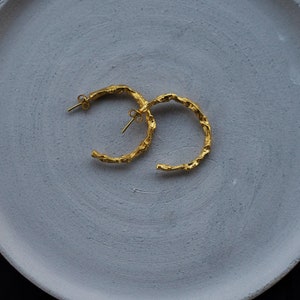 Twig Earrings, Branch Hoop Earrings, Golden Hoops, Open Hoops, Hoop Earrings, Modern Hoops image 7