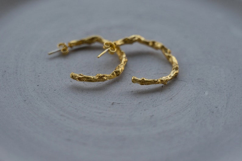 Twig Earrings, Branch Hoop Earrings, Golden Hoops, Open Hoops, Hoop Earrings, Modern Hoops image 8