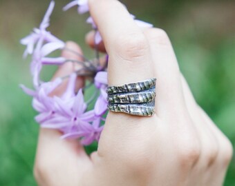 Triple Wide Band, Sterling Silver Ring, Multi fingers Ring, Adjustable Ring, Statement Ring