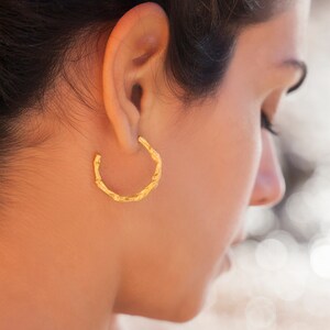 Twig Earrings, Branch Hoop Earrings, Golden Hoops, Open Hoops, Hoop Earrings, Modern Hoops image 2