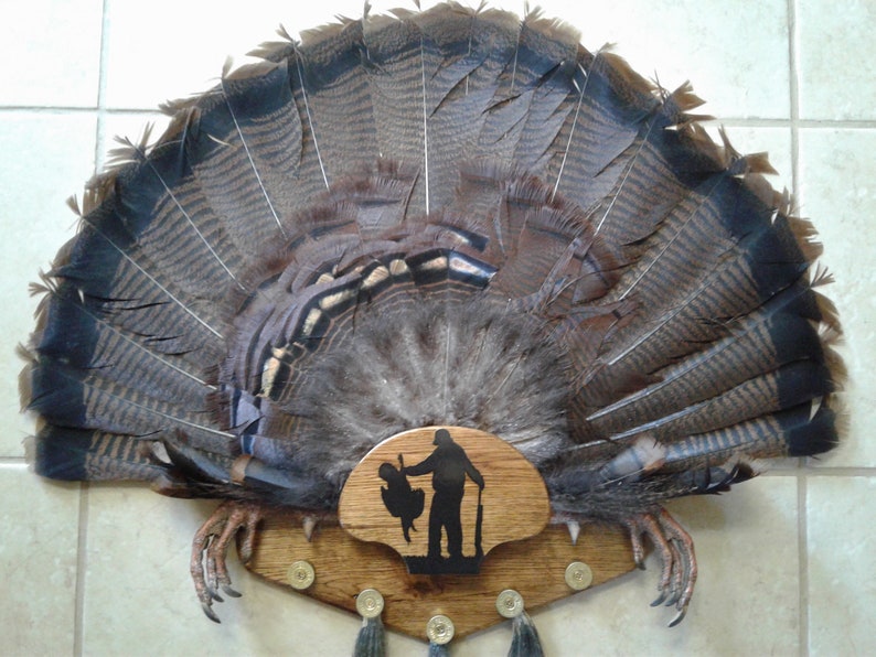 A.M.M. Oak Turkey Fan/beard Mounting Plaque/kitssingle Hunter Holding