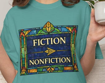 Stained Glass Fiction Greater Than Nonfiction Shirt, Fiction Over Nonfiction Tee, Book Lover Shirt, Reader Gift, Literary Shirt
