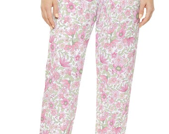 Pink Floral Pattern Pajama Pants | All-Over Print