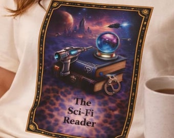 Sci Fi Reader Shirt, Fantasy Book Lover Tee, Tarot Style Shirt, BookTok Reader Gift, Space Reader Tee