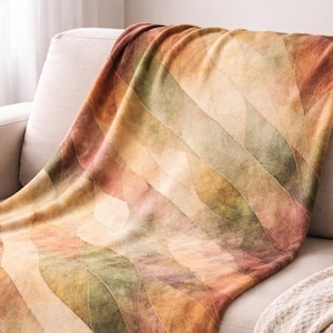 Stained Glass Throw Blanket, Neutral Abstract Blanket, Cozy Earth Tone Blanket, Modern Living Room Decor, Soft Plush Throw
