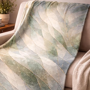 Sage Green Throw Blanket, Stained Glass Blanket, Soft Cozy Throw, Neutral Abstract Blanket, Modern Home Decor