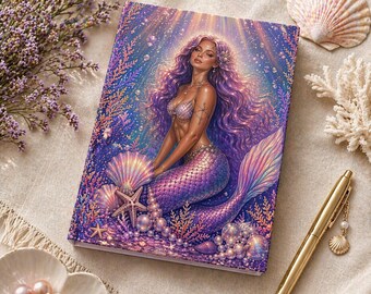Mermaid Journal Hardcover, Fantasy Notebook, Ocean Inspired Journal, Pastel Mermaid Diary, Beach Aesthetic Notebook, Gift for Her