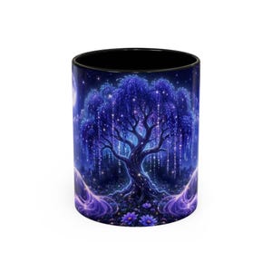 Taza de café de unicornio, taza de fantasía, taza de unicornio a la luz de la luna, regalo mágico para ella, taza para amantes de los libros, taza de bosque encantado, regalo acogedor para lectores. imagen 5