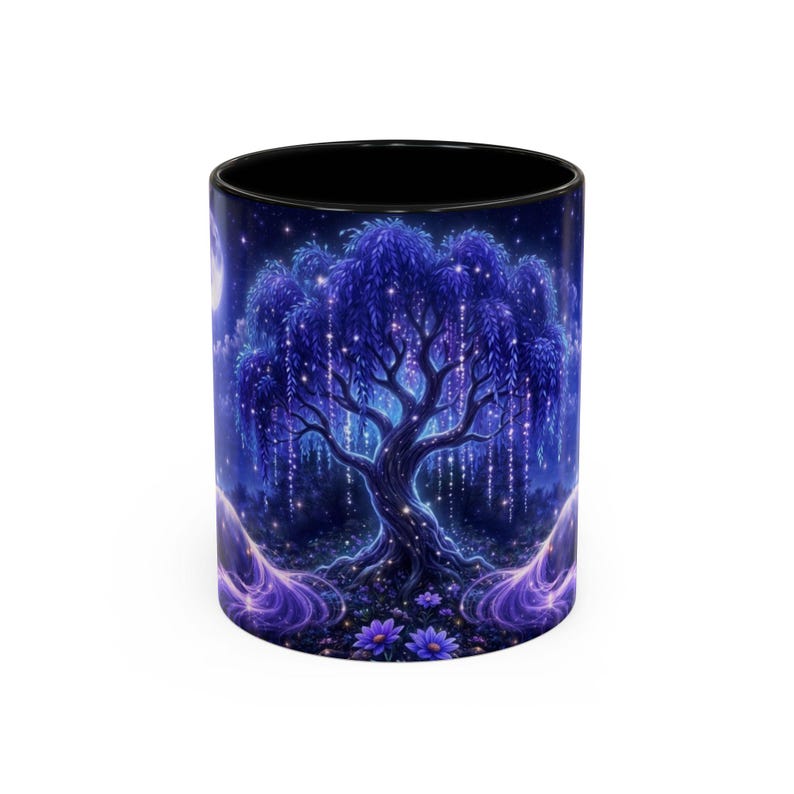 Taza de café de unicornio, taza de fantasía, taza de unicornio a la luz de la luna, regalo mágico para ella, taza para amantes de los libros, taza de bosque encantado, regalo acogedor para lectores. imagen 5
