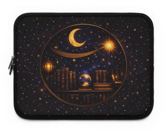 Celestial Bookshelf Laptop Sleeve, Starry Night Reader Tech Case