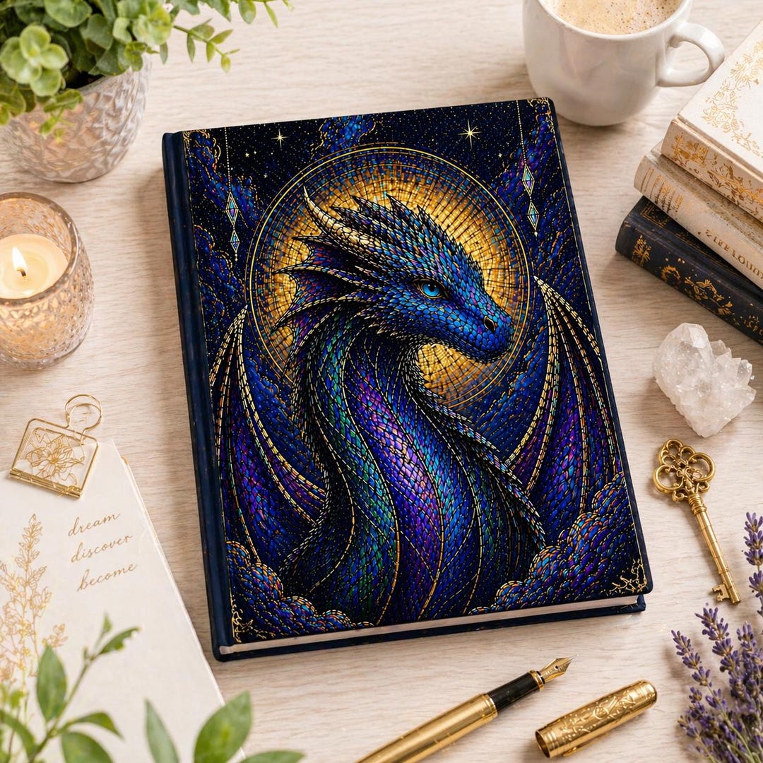Dragon Notebook Dragon Journal Hardcover Notebook Fantasy Dragon Book Lover Gift Blue ...