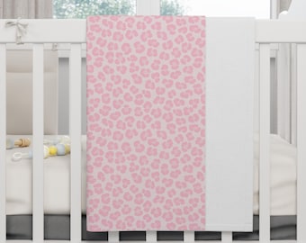 Pink Leopard Fleece Baby Blanket – Nursery Snuggle Throw (30" × 40")