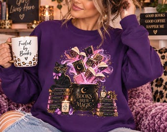 Halloween Bookish Sweatshirt, Book Lover Crewneck, Witchy Reading Shirt, Fantasy Reader Sweatshirt, Book Club Gift