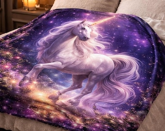 Unicorn Blanket, Magical Fantasy Throw, Cozy Reading Blanket, Minky Plush Unicorn Gift, Book Lover Blanket