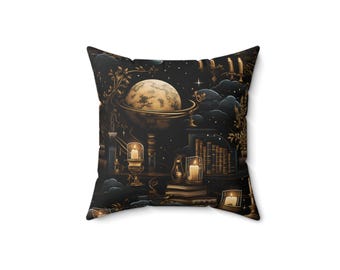 Cojín decorativo de Dark Academia, diseño de la Biblioteca Celestial