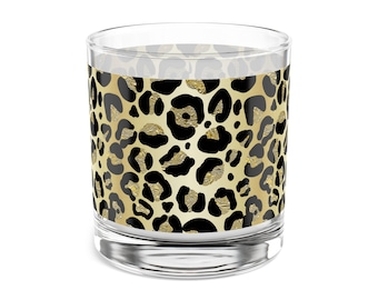 Rocks-glas met luipaardprint: elegant safaridecor, 10 oz