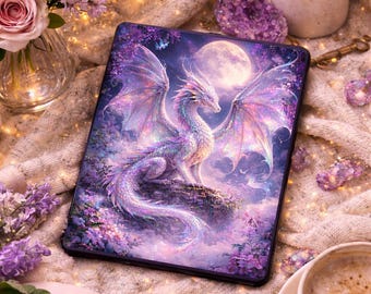 Kindle-hoesje iriserende draak, cover fantasy e-reader, romantiekcadeau, gezellig leesgrage accessoire, maanverlichte draakontwerp
