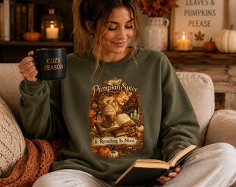 Book Lover Pumpkin Spice Sweatshirt, Pumpkin Spice & Reading Is Nice Crewneck, Cozy Fall Reader Sweatshirt, Bookish Gift for Women