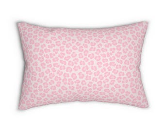Pink Leopard Print Lumbar Pillow: Modern Animal Print Home Decor