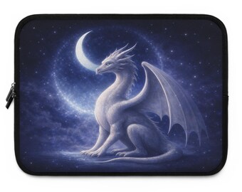 Dragon Blue Moon Laptop Sleeve, Dark Fantasy Dragon Laptop Case, Protective Zippered Sleeve for 13 15 17 Inch Laptop
