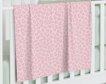 Pink Leopard Baby Swaddle Blanket, Soft Polyester Infant Wrap