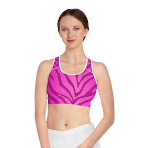Stylish Zebra Print Sports Bra, Activewear Top, Fitness Apparel, Workout Gear, Gym Clothing, Casual Sportswear