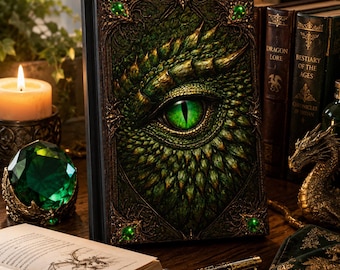 Dragon Eye Journal, Fantasy Dragon Notebook, Hardcover Grimoire, Dragon Lover Gift