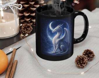 Blue Moonlit Dragon Mug Gothic Fantasy Dragon Coffee Cup Dark Aesthetic Dragon Lover Gift