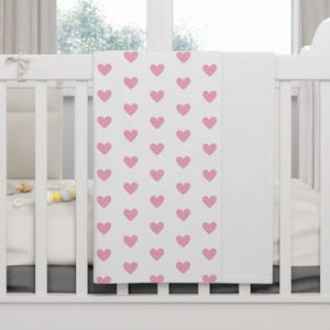 Cozy Heart Print Baby Blanket, Soft Fleece Newborn Gift, Nursery Decor, Valentine&#39;s Day, Baby Shower, Toddler Blanket