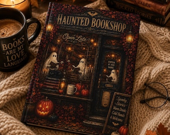 Haunted Bookshop Journal, Halloween Hardcover Journal, Book Lover Notebook,Dark Academia Journal, Spooky Reading Journal,Ghost Bookshop Gift