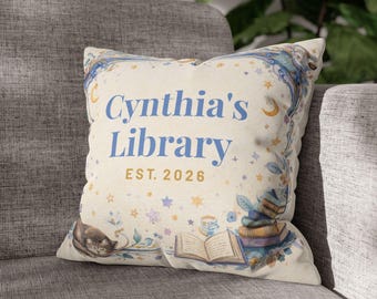 Personalisierte Bibliothek Kissenbezug, Benutzerdefinierte Buch-Liebhaber-Dekor, Leser-Geschenk, Leseecke-Kissenbezug, Literarisches Wohndekor, Bücherwurm-Ästhetik