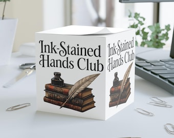 Ink Stained Hands Club Sticky Note Cube - Bookish Desk Accessory
