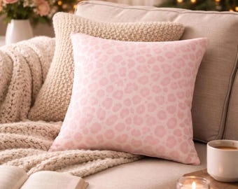 Pink Leopard Print Pillow: Spun Polyester Decorative Cushion