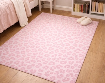 Pink Leopard Print Area Rug, Soft Dorm Bedroom