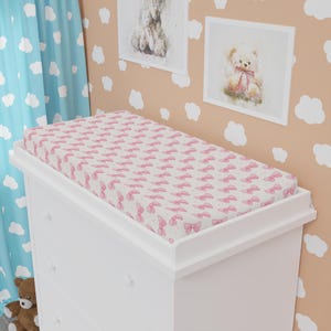 Cute Pink Bow Baby Changing Pad Cover, Nursery Decor, Baby Shower Gift, Infant Changing Pad, Bow Pattern