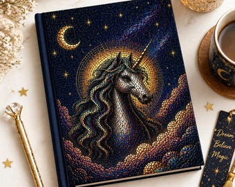 Cuaderno Unicornio Vitral Cuaderno de Fantasía Regalo Mágico Diario de Sueños Cuaderno Estético Regalo para Amantes de los Unicornios