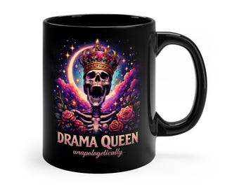 Taza de café con diseño de carta del tarot de la Reina del Drama, decoración de cocina con estilo de bruja