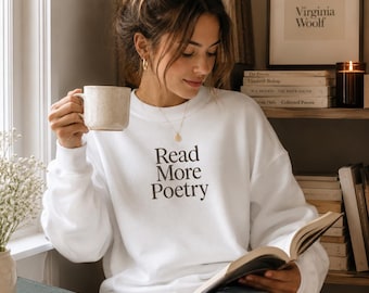 Sudadera con diseño de poesía, sudadera minimalista para amantes de los libros, sudadera literaria de cuello redondo, regalo para lectores de poesía, sudadera cómoda para amantes de los libros.