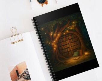 Cuaderno espiral "Casa del árbol encantada", un diario de lectura acogedor, un regalo para los amantes de la lectura