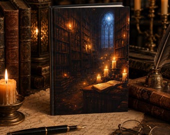 Dark Academia Library Journal, Moody Candle Book Notebook, Gothic Writing Journal