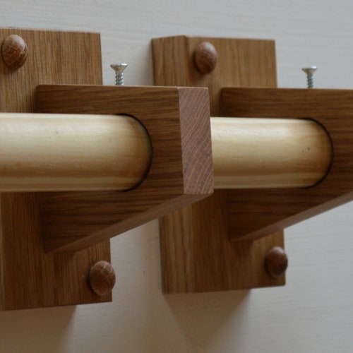 Curtain Rod Holders Wooden Curtain Pole Brackets Curtain Etsy
