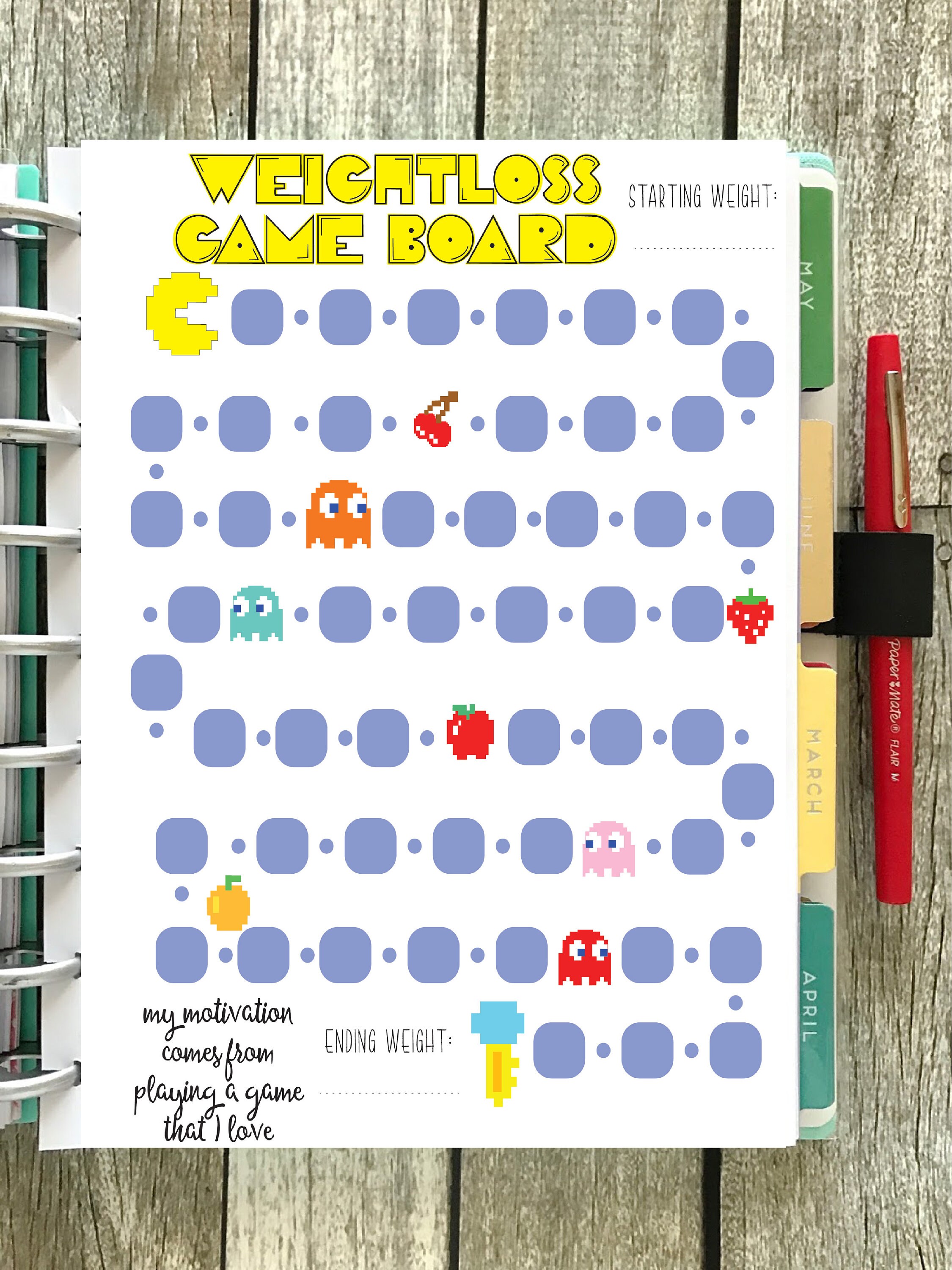 Happy Planner Printable - Game Board Weight Loss Tracker - Pac Man - Etsy