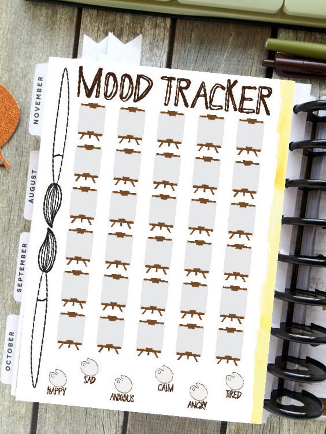 Happy Planner Printable - Mood Tracker - Paint - 30 Day - Color in ...