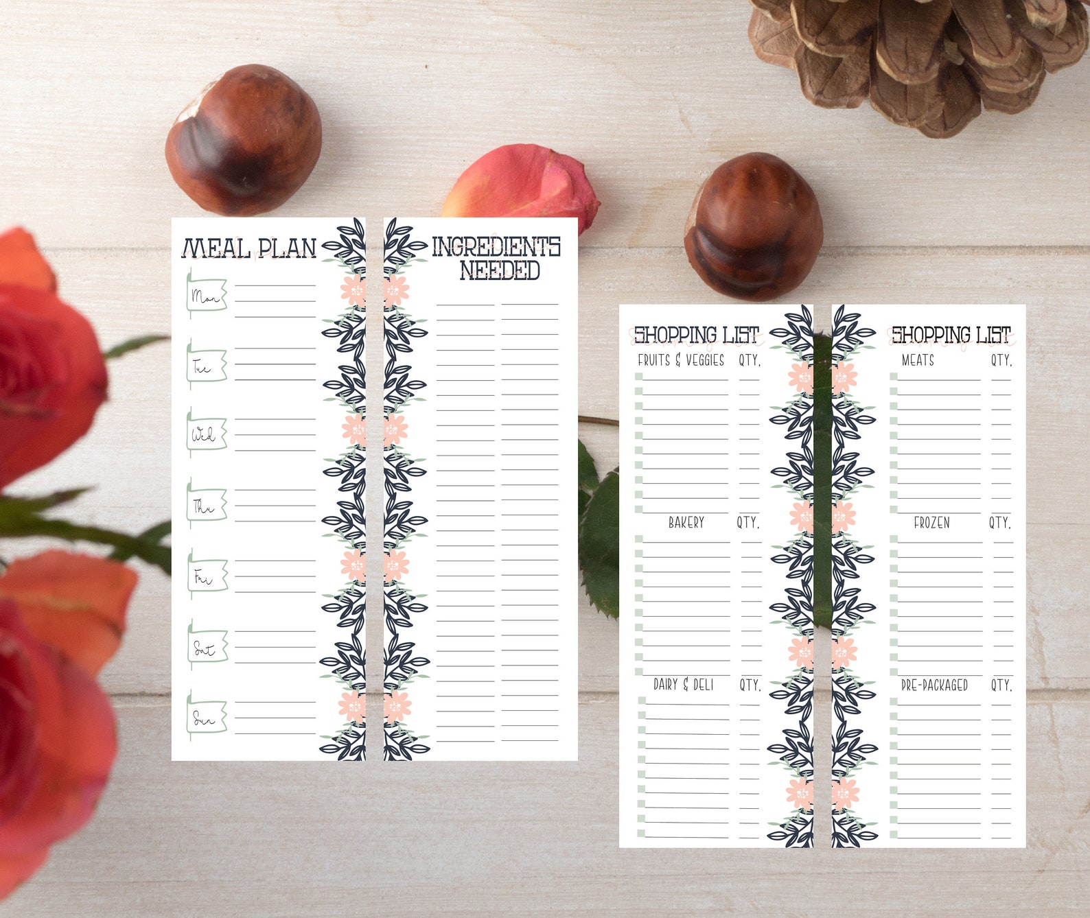 Happy Planner Printable Meal Plan 4 Half Sheets MINI - Etsy