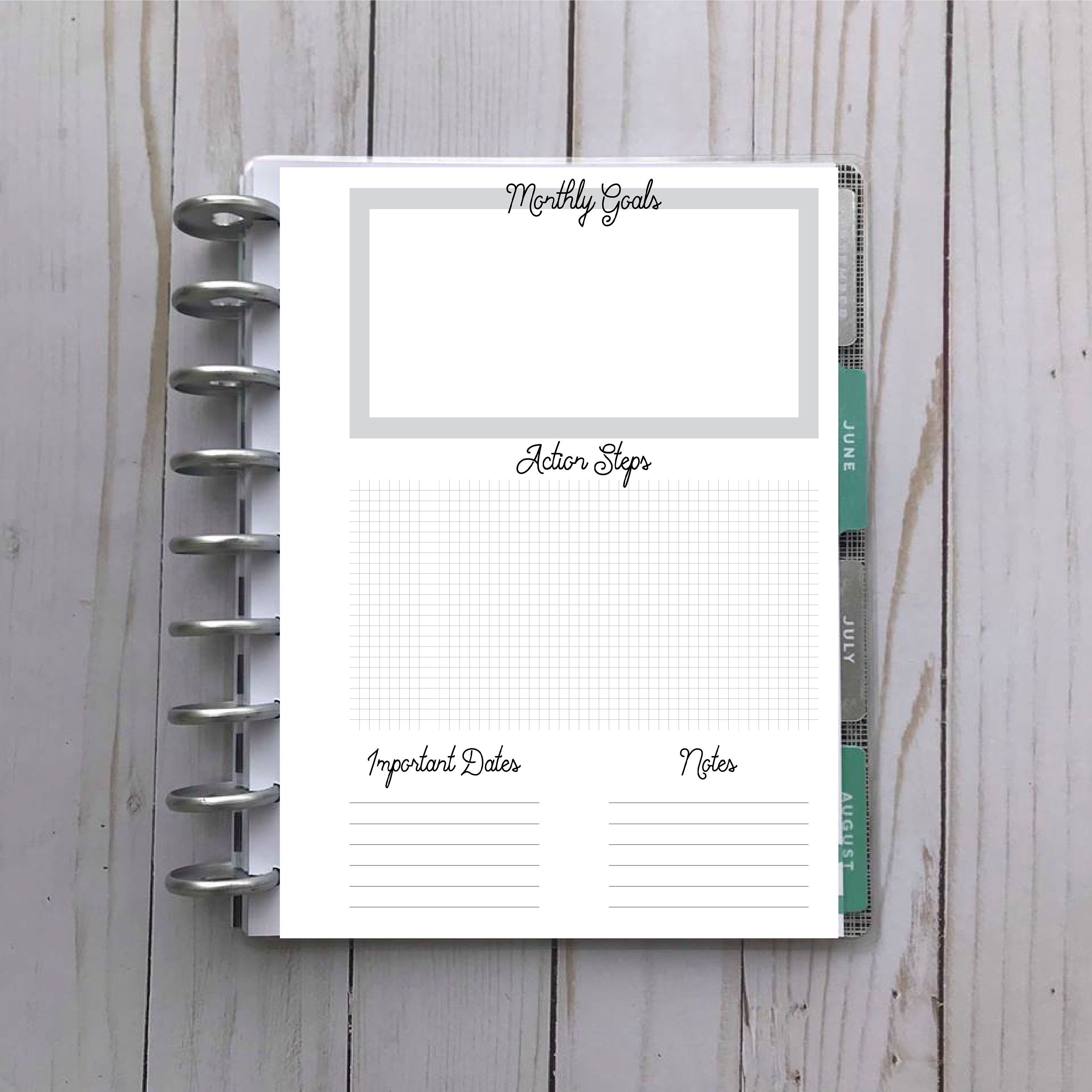 Happy Planner Printable Classic Size Monthly Goals Grey - Etsy