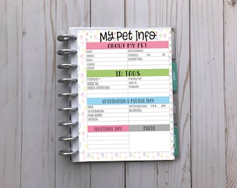 Happy Planner Printable - Pet Information (Rainbow Paws)